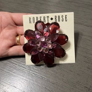 Brooch, purple flower